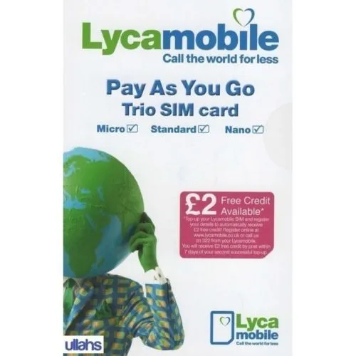 Lyca Mobile 3-in-1 Pay As You Go scheda SIM standard / micro / nano 2G 3G 4G