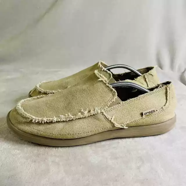 CROCS SANTA CRUZ Slip On Boat Shoes Men Size 12 Tan Loafers Woven ...