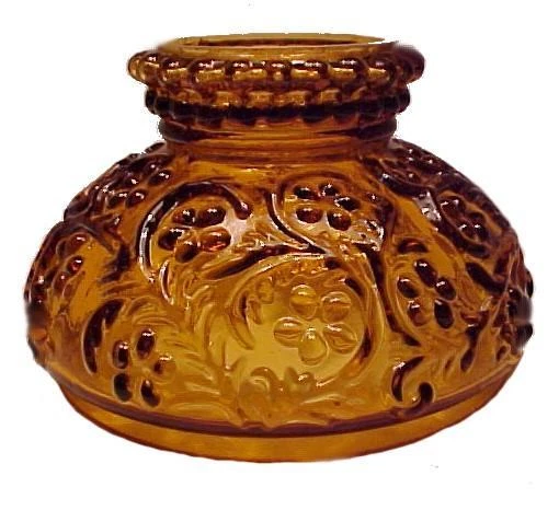 Oil Lamp Shade Amber Gold Glass 4 inch Miniature Forget-Me-Nots Mini Student