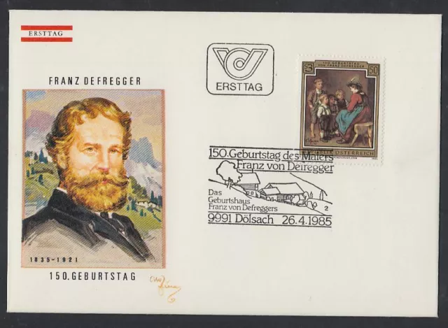 Österreich Austria 1985 FDC Mi.1809 Geburtstag Franz Defregger Gemälde [af367]