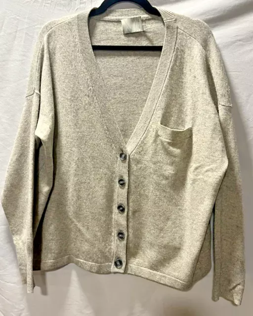 Women's Michael Stars Gray Long Sleeve Button Up V-Neck Cardigan Top Size 2