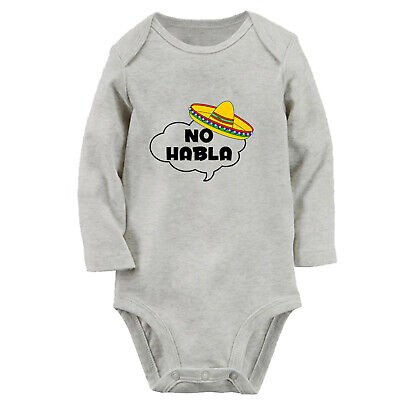 No Habla Funny Baby Bodysuits Newborn Rompers Infant Jumpsuits Kids Long Outfits