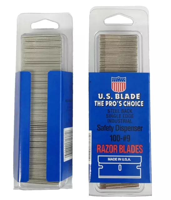 100/PK Heavy Duty Industrial No. 9 Razor Cutting Replacement Scraper Blades -USA