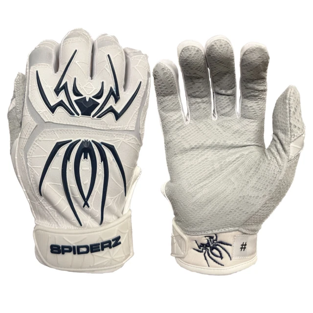 SPIDERZ 2024 ENDITE Adult Baseball/Softball Batting Gloves White/Navy