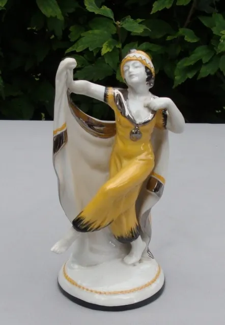 Figurilla Bailarín Art Deco Estilo Art Nouveau Estilo Porcelana Esmaltes