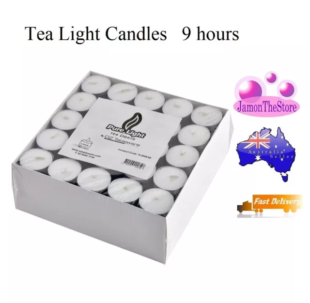 Tealight Candle 9 Hour Premium Unscented Tea Light 50pcs pack White 38x25mm