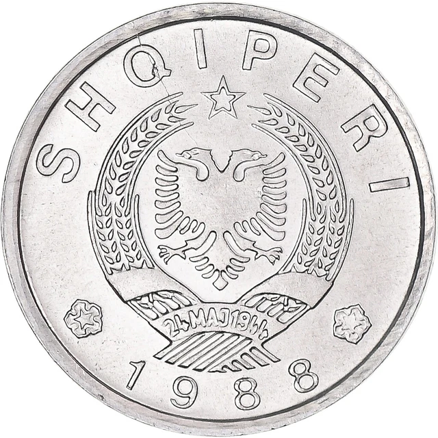 [#131390] Coin, Albania, 10 Qindarka, 1988, Rome, MS, Aluminum, KM:60