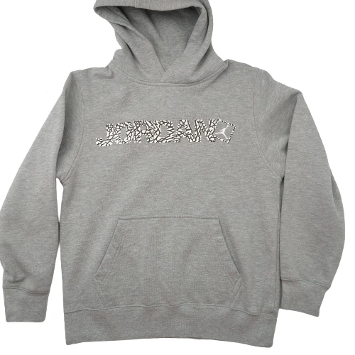 Nike Air Jordan Kids Gray Hoodie Sweatshirt Elephant Cement Print Polyester