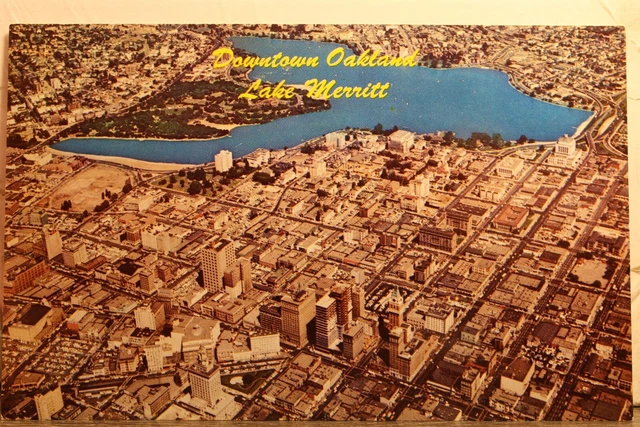 California CA Oakland Lake Merrit Aerial Downtown Postcard Old Vintage Card View
