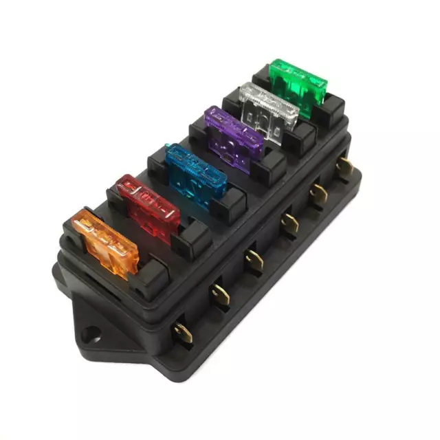 12-24V Car 6 Way Circuit Standard Blade Fuse Box Holder Distribution Block