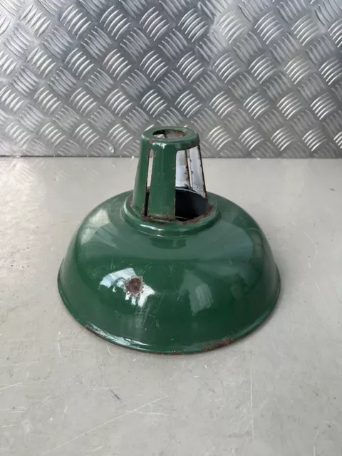 Vintage Iron Enamel Green Electric Lamp Shade Old Lighting Collectible