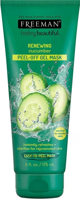 FREEMAN Feeling Beautiful Facial RENEWING Cucumber Peel Off Gel Mask 6 oz 175 ml 3