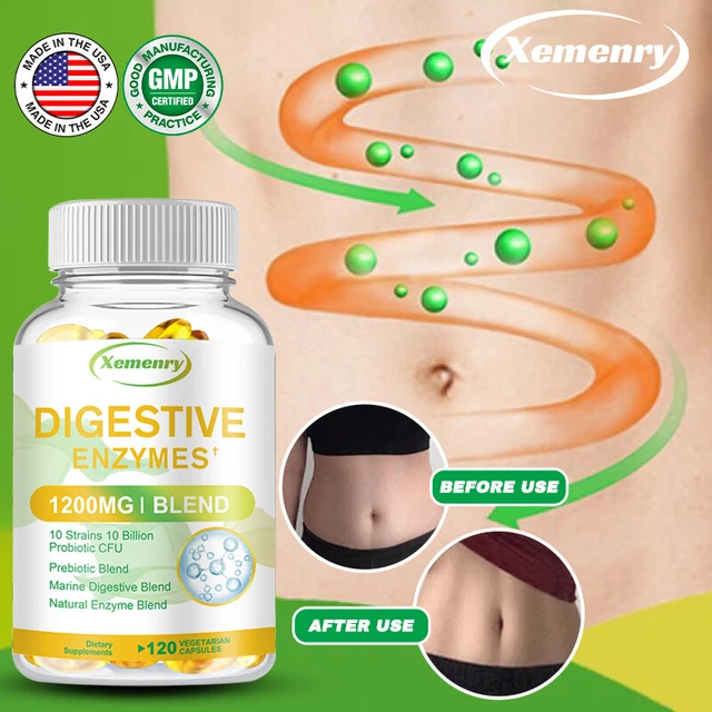DIGESTIVE ENZYMES WITH Probiotics & Prebiotics Relieve Constipation