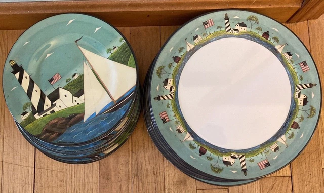 Lot 20 pc Dinner & Salad plates Warren Kimble Coastal Breeze MELAMINE Evolution