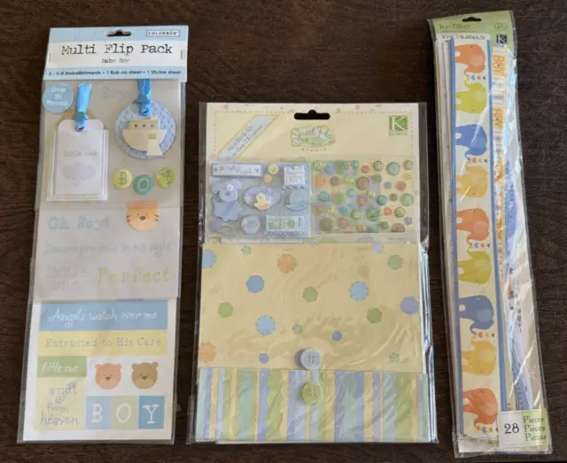 NEW Scrapbooking Lot: Sweet Pea Baby Boy Mini Book Kit, Colorbok Multi Flip Pack