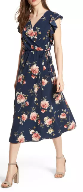 Womens SPORANO Floral Wrap Midi Dress Nordstrom XL