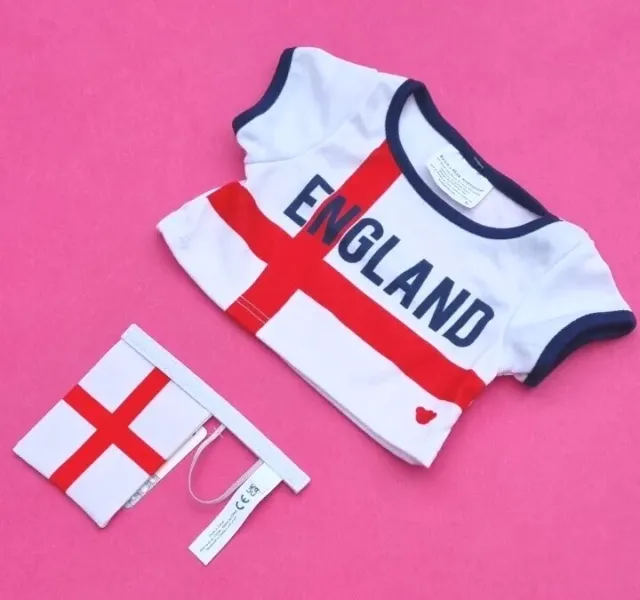 BUILD A BEAR T1 ❤️ England Football T SHIRT Flag Clothes It's Coming Home BNWT