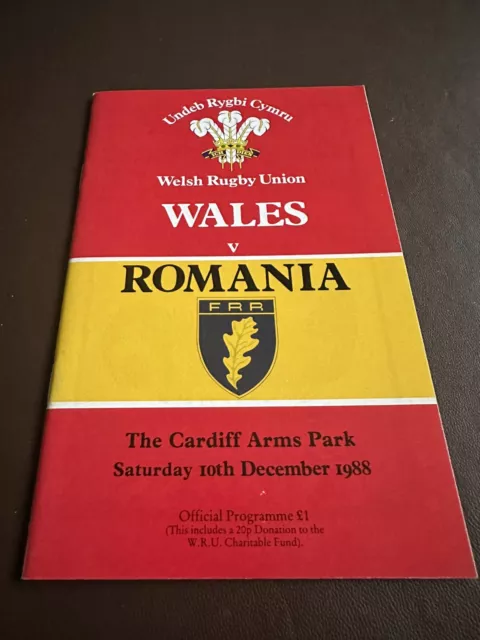 Wales v Romania 1988 Programme