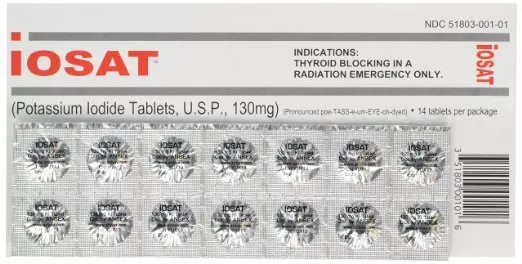 IOSAT (14 Tablets) Potassium Iodide Pills KI Radiation Protection FDA Approved