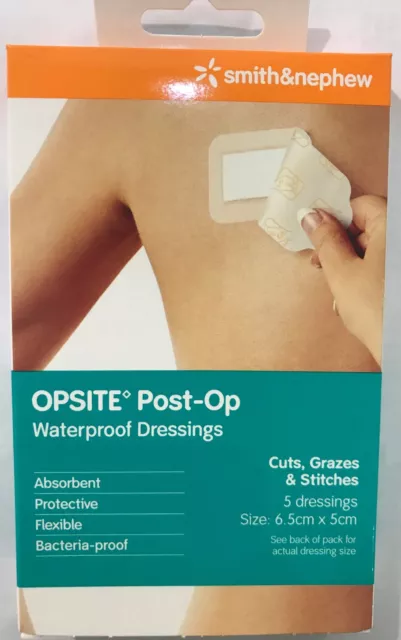 OPSITE POST-OP WATERPROOF DRESSINGS (6.5CMX5CM) SMITH & NEPHEW x 1 dressing!!