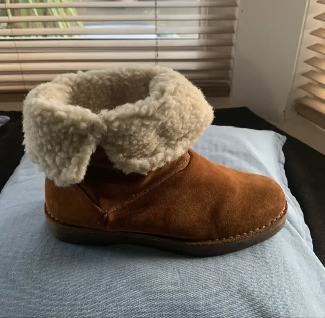 Clarks Cushion Plus Boots - Brown Suede - Two Way Wear - Fur Lined- UK 6.5 EU 40