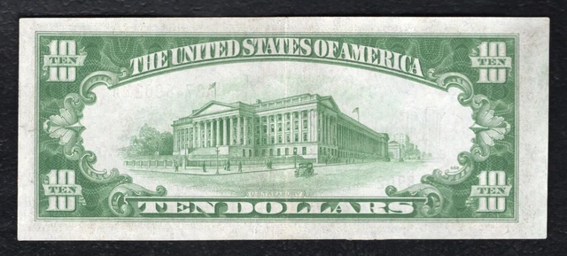 1934-A $10 Ten Dollars Silver Certificate Currency Note About Uncirculated 2
