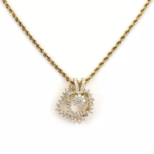 Movado 2 Carats Diamond 18k Gold 2 Tier Spinner Pendant & Chain Movado 2 Carats Diamond 18k Gold 2 Tier Spinner Pendant & Chain