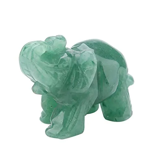 Akozon Jade Elephant Figurines 2inch Jade Carved Crystal Elephant Figurine
