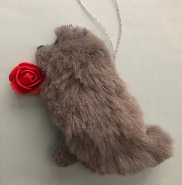 BLUE CHOW CHOW with RED ROSE - PART NEEDLE FELTED DOG