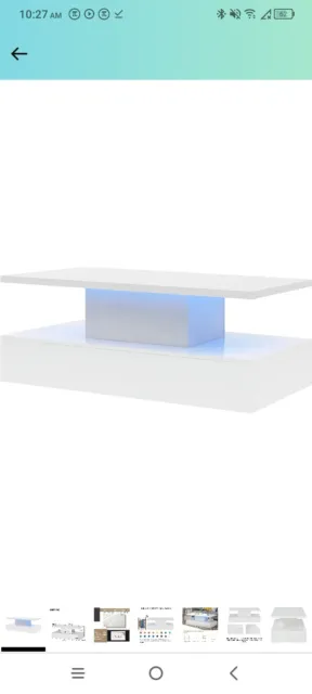 White .. wooden .. rectangular coffee table with changing  LED Lights 