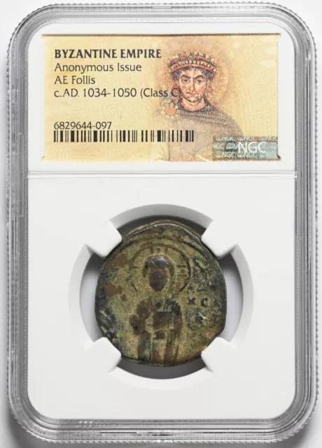 BYZANTINE. Anonymous Christ Follis, 1034-1041 AD. Class C, NGC Certified