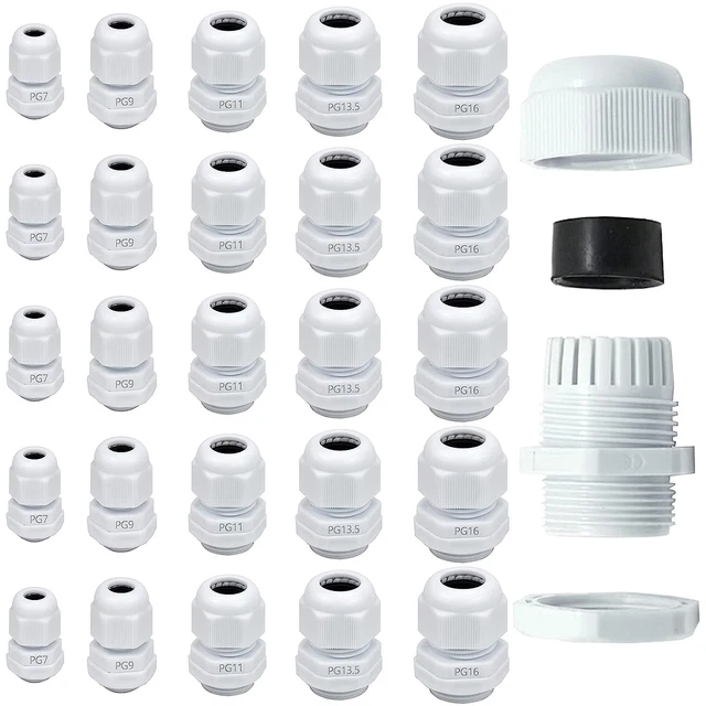 25 PCS Presse Étoupe Réglable, Presse-Étoupes Étanches Bolatus- PG7 PG9 PG11 PG1