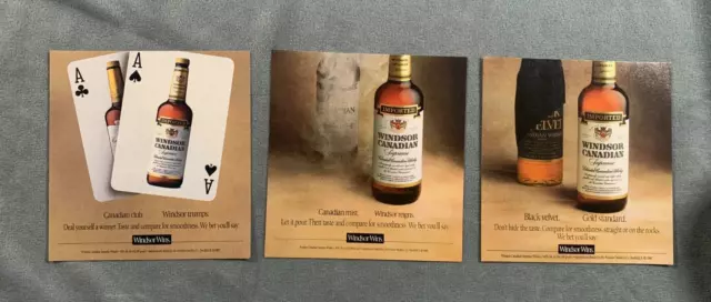 Windsor Canadian Supreme  Whisky - 1988  print ad - 3 ads- cards-club-mist
