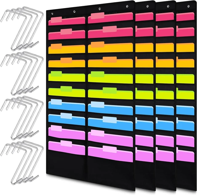 4 Pack Heavy Duty Storage Pocket Chart Hanging File Folders Organizer Overdoor H