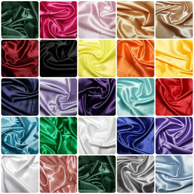 Silky Satin Dress Craft Fabric Plain Wedding Material 150cm Extra Wide