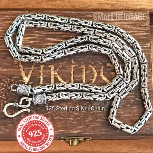 925 Sterling Silver Handmade Viking Chain 23.6 in length Handcrafted Gift Box