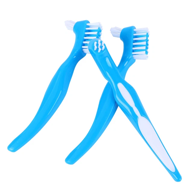 Spazzolini da denti per la cura della protesi doppia spazzola filo interdentale igiene spazzolino da denti blu