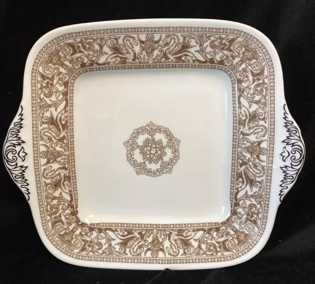 Wedgewood Florentine Brown Large Square Tab Handled Bread & Butter Serving Plate