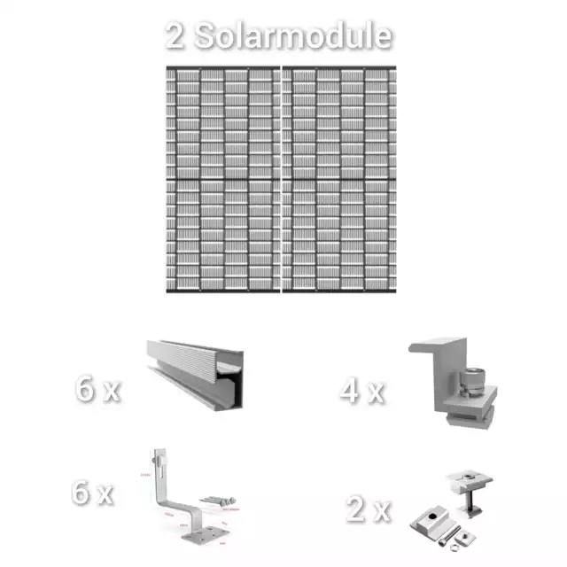 Balkonkraftwerk Dachset Halterung Solar Ziegeldach Montage Set (24cm) 2