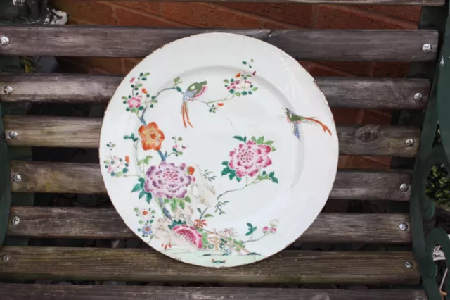 Large 18th Century Chinese Famille Rose Charger Qianlong Period