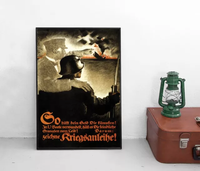 Poster 1. Weltkrieg Kriegsanleihe zur deutsche Flotte Plakat Militaria