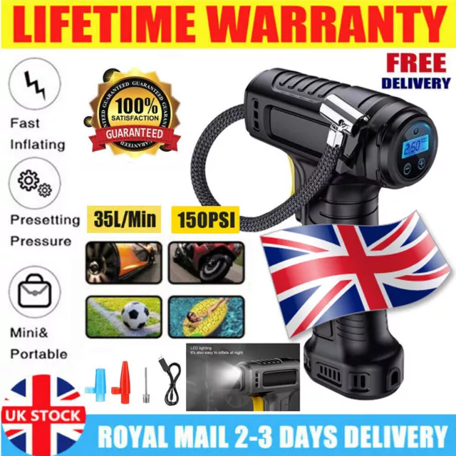 Cordless 12V Electric Car Tyre Inflator Pump Portable Tire Air Compressor Pump