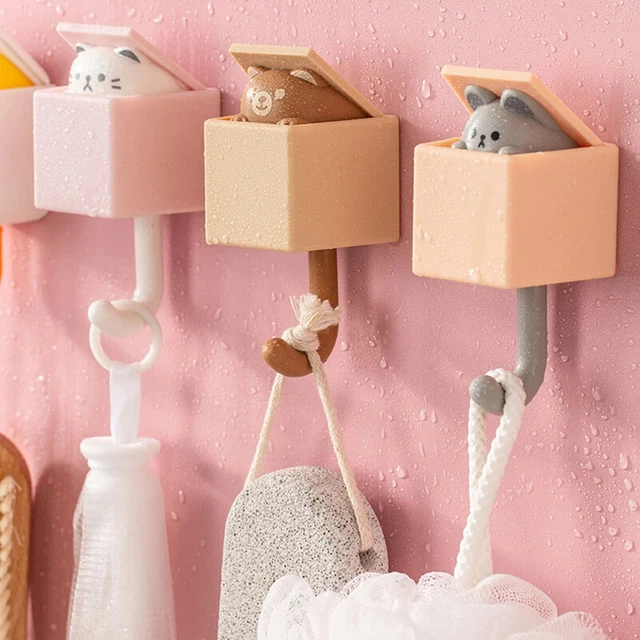 Seamless Hook Cute Cat Door Hangers Hooks Key Umbrella Towel Cap Coat Racks | Uk