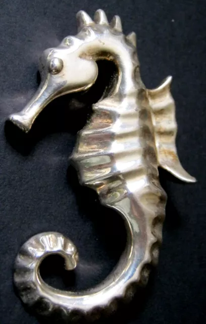 Signed SIMON SEBBAG Israel Handcrafted STERLING Silver 925 SEAHORSE BROOCH Pin