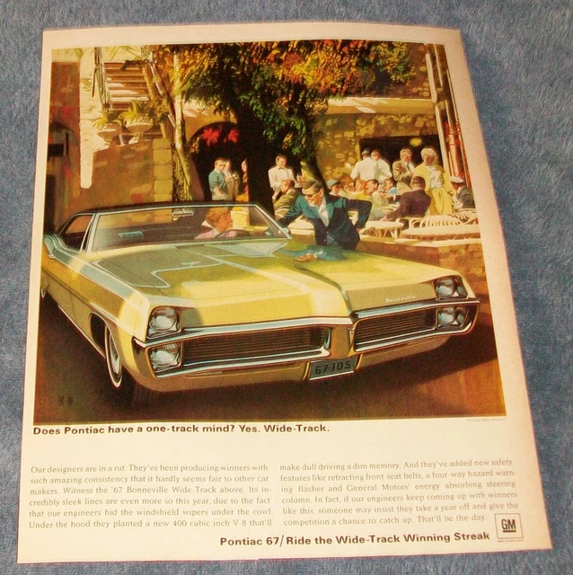 1967 Pontiac Bonneville 2-Door Hardtop Vintage Ad "Does Pontiac Have..."
