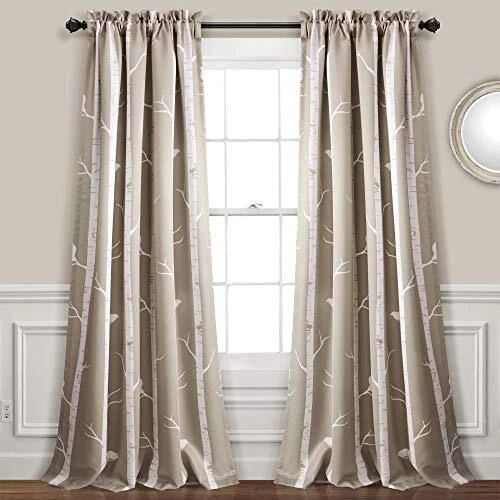 Lush Décor, Wheat Bird On The Tree Curtains Room Darkening Window Set for