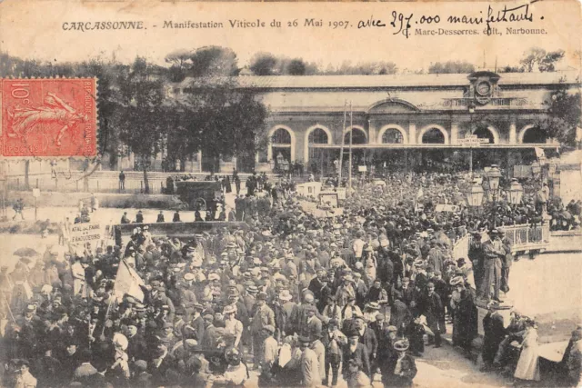 CPA 11 CARCASSONNE / MANIFESTATION VITICOLE DU 26 MAI 1907 / cliché rare