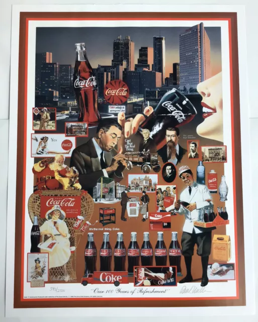 Paul Miller signed and Numbered Coca-Cola POSTER "Over 100 Years of Refreshment"