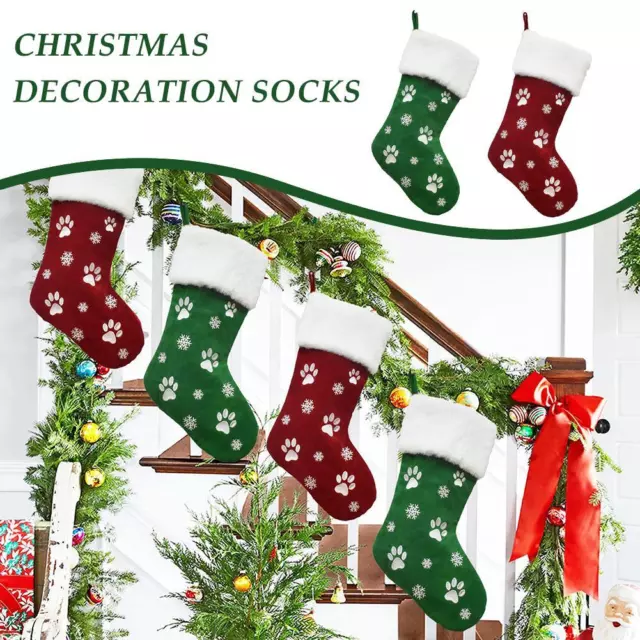 Christmas Stocking Pet Dog Stocking Dog Paw Fireplace Stocking Hanging P5 N2Y7