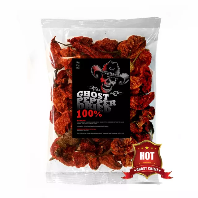 50g Dried Chilli  Naga Bhut Jolokia Pods - Ghost Pepper Chilli Highest Quality